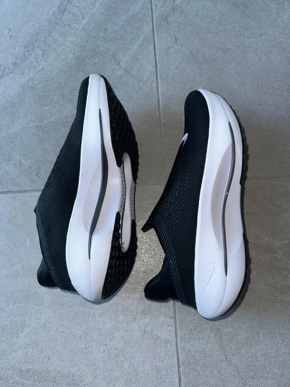 Nike Black Knit Slip-On Sneakers with White Swoosh